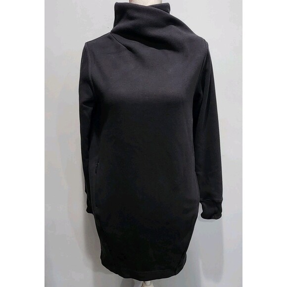 Athleta Women Black Cozy Karma Funnel High Neck Sweater Dress Size XS Pocket - Picture 1 of 11